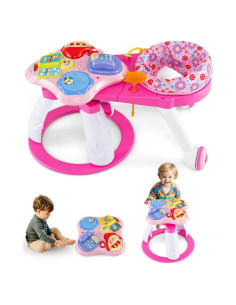 Andador para Bebés INFANS 3 en 1 con Mesa de Juego Rosa