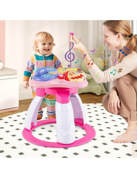 Andador para Bebés INFANS 3 en 1 con Mesa de Juego Rosa