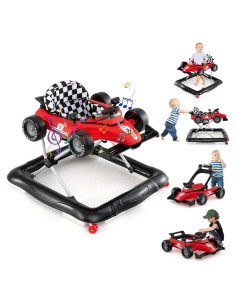 Andador HONEY JOY 4 en 1 Plegable para Bebés Ajustable Rojo