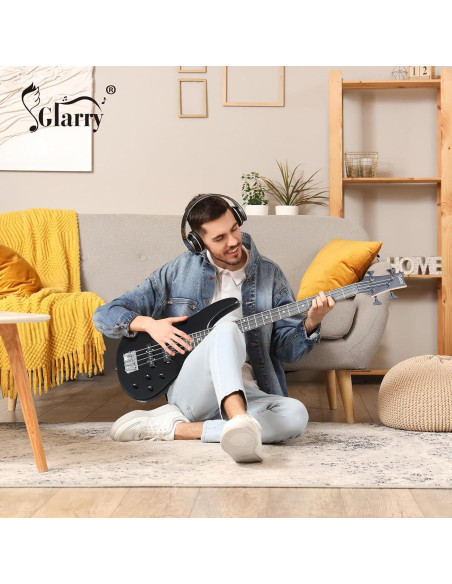 Guitarra Bajo Eléctrico Glarry GIB 4 Cuerdas Completo Negro
