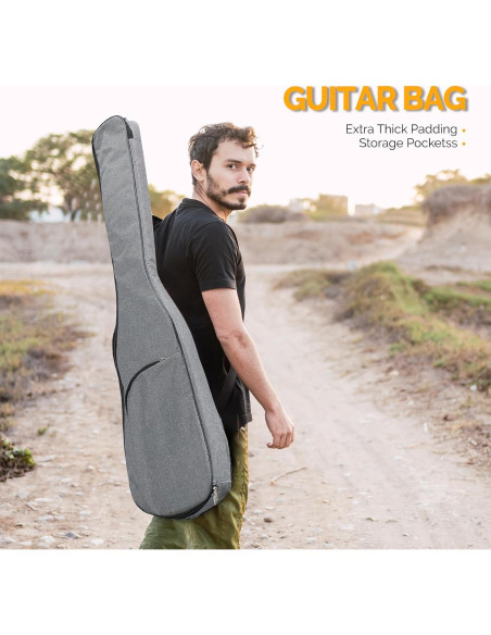 Guitarra Bajo Eléctrico Glarry GIB 4 Cuerdas Completo Negro