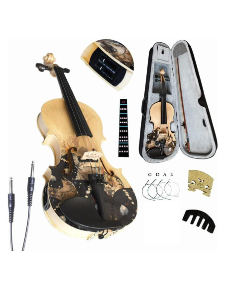 Conjunto de Violín Eléctrico/Acustico Aliyes 4/4 para Principiantes