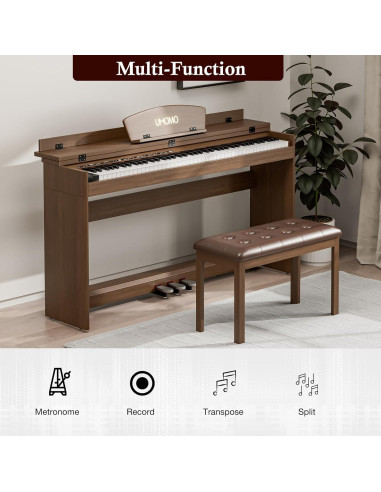 Teclado Piano Digital UMOMO U-710 88 Teclas con Pedales y Soporte