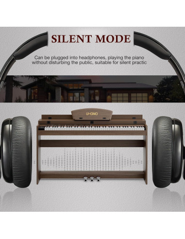 Teclado Piano Digital UMOMO U-710 88 Teclas con Pedales y Soporte