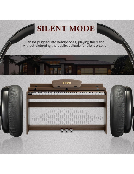 Teclado Piano Digital UMOMO U-710 88 Teclas con Pedales y Soporte