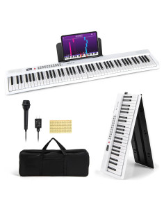 Teclado Piano Digital Plegable Costzon 88 Teclas Blanco