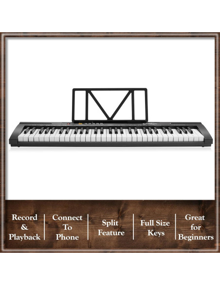 Piano Electrónico Digital Ashthorpe 61 Teclas para Principiantes