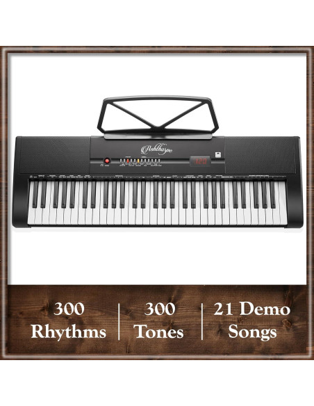 Piano Digital Ashthorpe 61 Teclas Iluminadas con Accesorios