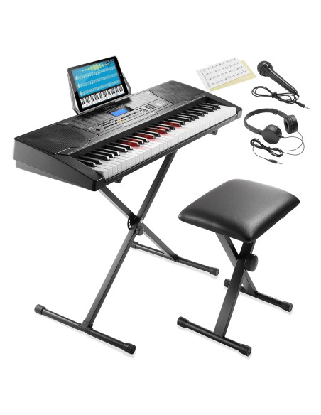 Piano Electrónico Digital Ashthorpe 61 Teclas Iluminadas Kit