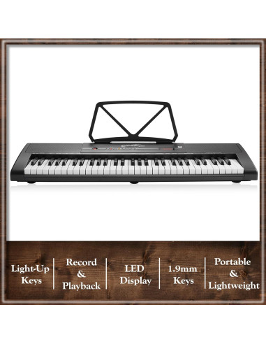 Piano Digital Ashthorpe 61 Teclas Iluminadas con Accesorios