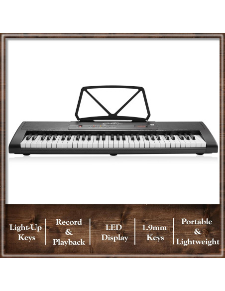 Piano Digital Ashthorpe 61 Teclas Iluminadas con Accesorios