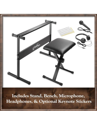 Piano Digital Ashthorpe 61 Teclas Iluminadas con Accesorios