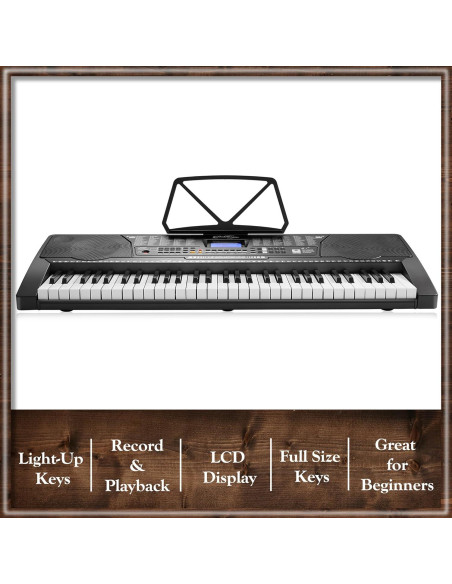 Piano Electrónico Digital Ashthorpe 61 Teclas Iluminadas Kit