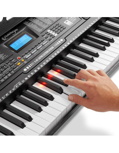 Piano Electrónico Digital Ashthorpe 61 Teclas Iluminadas Kit