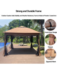 Gazebo Exterior 3.3x3.3m MOMGEGE con Malla Desmontable 2