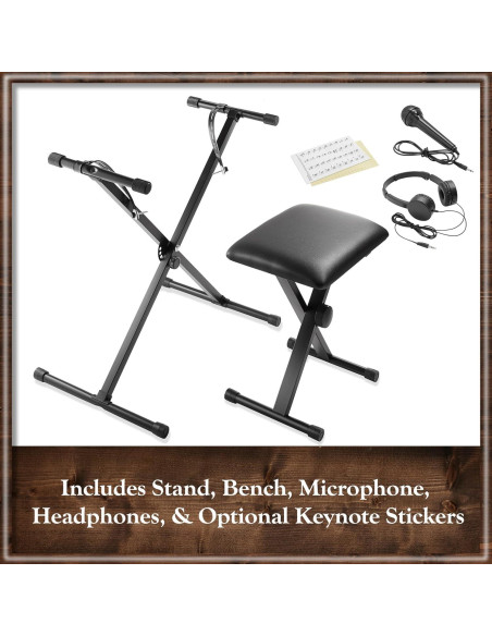 Piano Electrónico Digital Ashthorpe 61 Teclas Iluminadas Kit