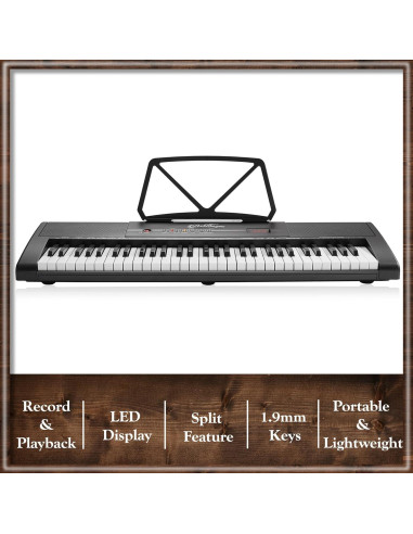 Piano Electrónico Digital Ashthorpe 61 Teclas con Kit Completo