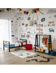 Armario Infantil Sweet Home From Wood Negro con Estante y Barra 2