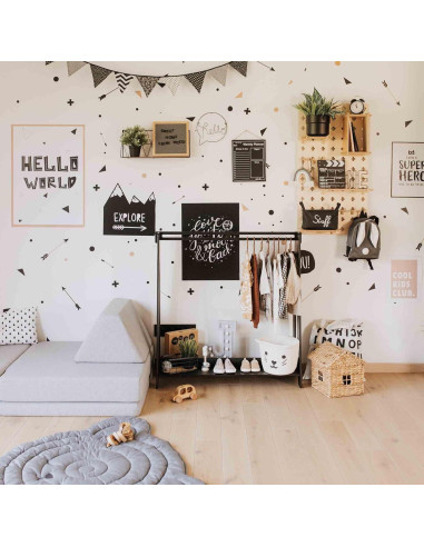 Armario Infantil Sweet Home From Wood Negro con Estante y Barra