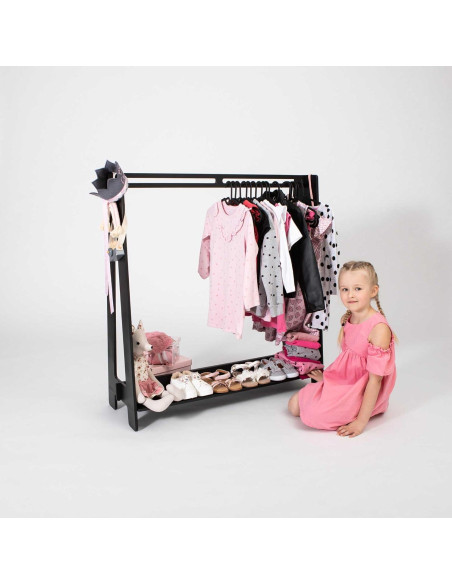 Armario Infantil Sweet Home From Wood Negro con Estante y Barra