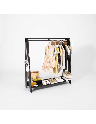 Armario Infantil Sweet Home From Wood Negro con Estante y Barra