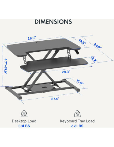 Convertidor de Escritorio de Pie FLEXISPOT MT137 Negro 28"