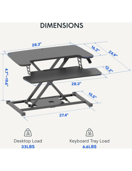 Convertidor de Escritorio de Pie FLEXISPOT MT137 Negro 28"