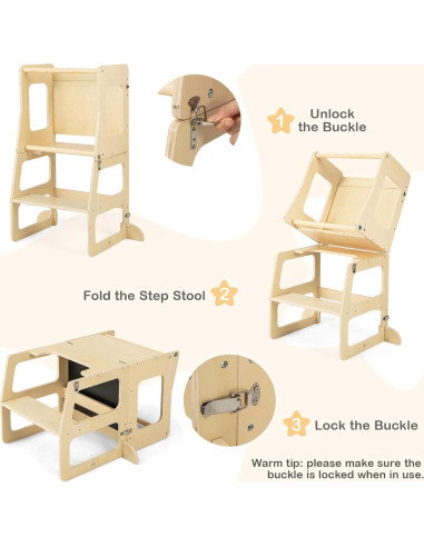 Torre de Aprendizaje Costzon 3 en 1 para Niños Plegable