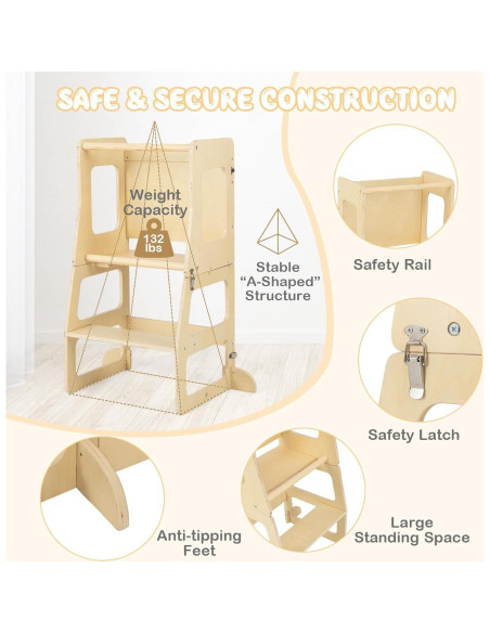Torre de Aprendizaje Costzon 3 en 1 para Niños Plegable