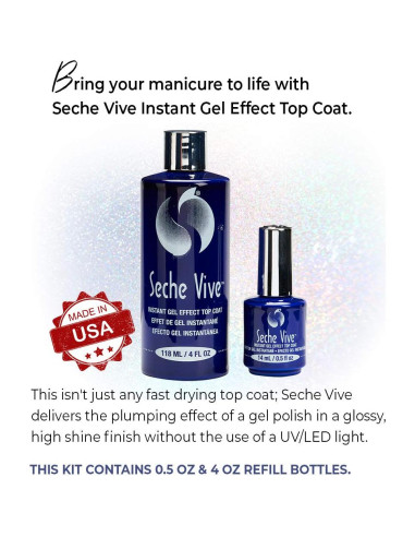 Seche Vive Kit Profesional Top Coat Gel 113.4 ml + Recarga 14.8 ml