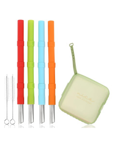 Popotes de Silicona Reutilizables Cumouna 4PCS Ajustables