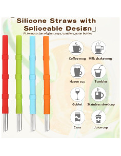 Popotes de Silicona Reutilizables Cumouna 4PCS Ajustables 2