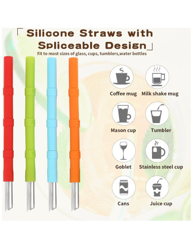 Popotes de Silicona Reutilizables Cumouna 4PCS Ajustables