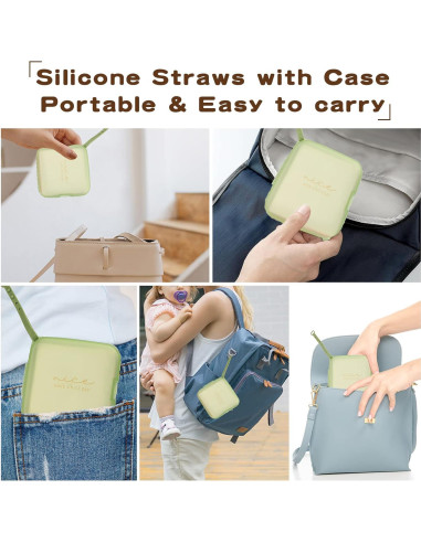 Popotes de Silicona Reutilizables Cumouna 4PCS Ajustables