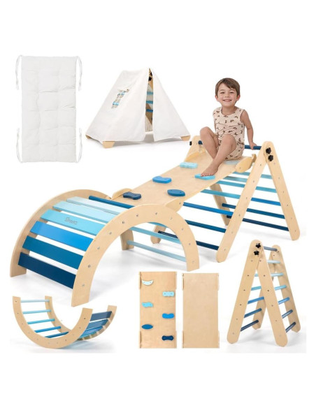 Conjunto de Escalada Montessori Smilic 8 en 1 para Niños Azul