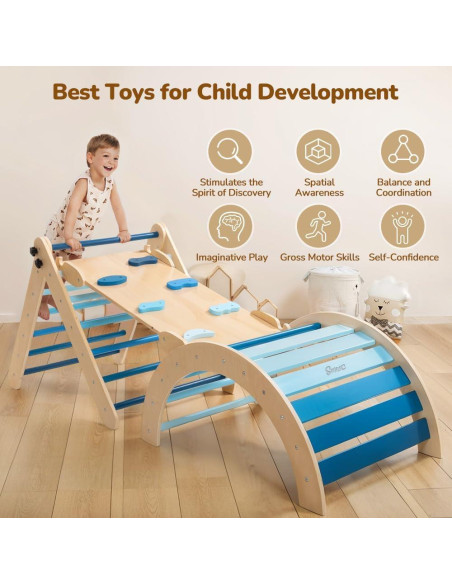 Conjunto de Escalada Montessori Smilic 8 en 1 para Niños Azul
