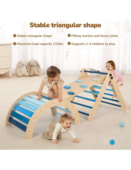 Conjunto de Escalada Montessori Smilic 8 en 1 para Niños Azul