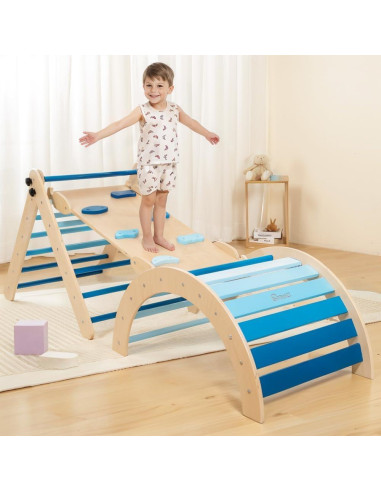 Conjunto de Escalada Montessori Smilic 8 en 1 para Niños Azul