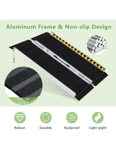 Rampa Plegable para Sillas de Ruedas Goplus 91 cm Antideslizante 2
