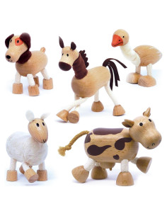 Juguetes de Animales de Madera Anamalz - 5 Figuras Poseables
