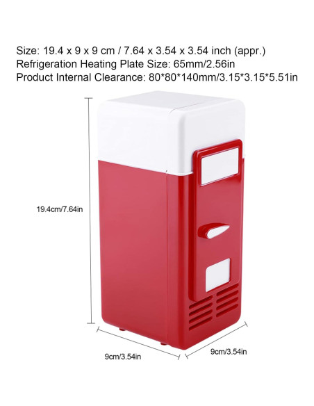 Mini Refrigerador USB TOPINCN Enfriador y Calentador 19.4cm Rojo