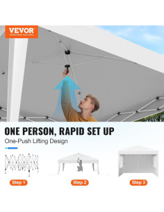 Carpa Plegable VEVOR 3x3m Instantánea con 3 Paredes y Ventanas 2