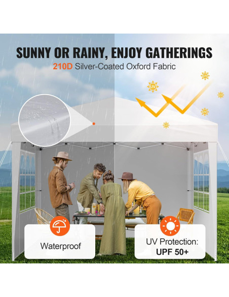 Carpa Plegable VEVOR 3x3m Instantánea con 3 Paredes y Ventanas