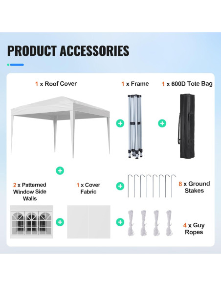 Carpa Plegable VEVOR 3x3m Instantánea con 3 Paredes y Ventanas