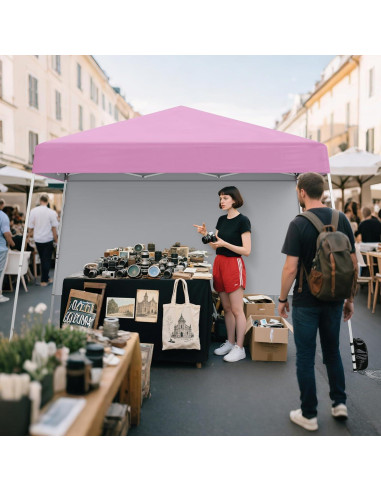 Toldo Plegable Nightcore 3x3 m UPF 50+ con Pared Lateral Rosa