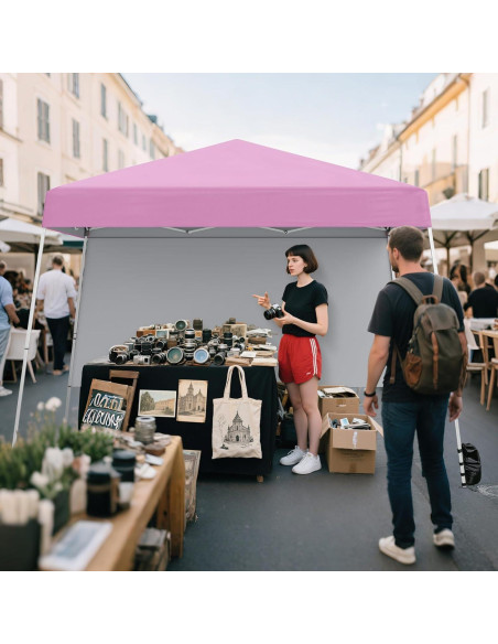 Toldo Plegable Nightcore 3x3 m UPF 50+ con Pared Lateral Rosa