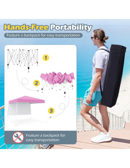 Toldo Plegable Nightcore 3x3 m UPF 50+ con Pared Lateral Rosa