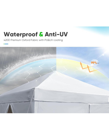 Carpa Plegable Quictent 3x3m Impermeable con 4 Paredes Laterales