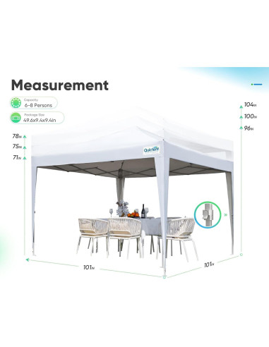 Carpa Plegable Quictent 3x3m Impermeable con 4 Paredes Laterales