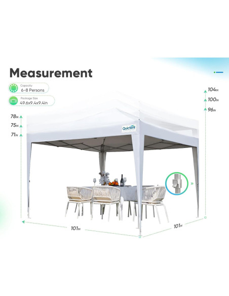 Carpa Plegable Quictent 3x3m Impermeable con 4 Paredes Laterales
